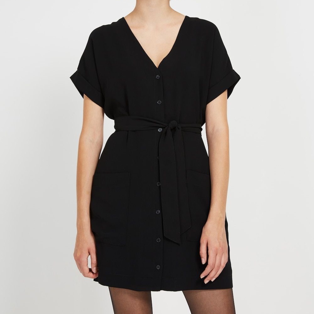 Frank & Oak V-Neck Dress in Black